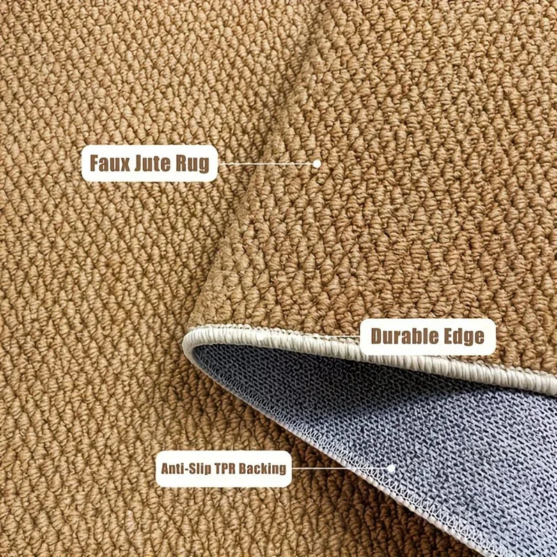 Minimalist Faux Sisal Jute Rug with Anti-Slip Backing