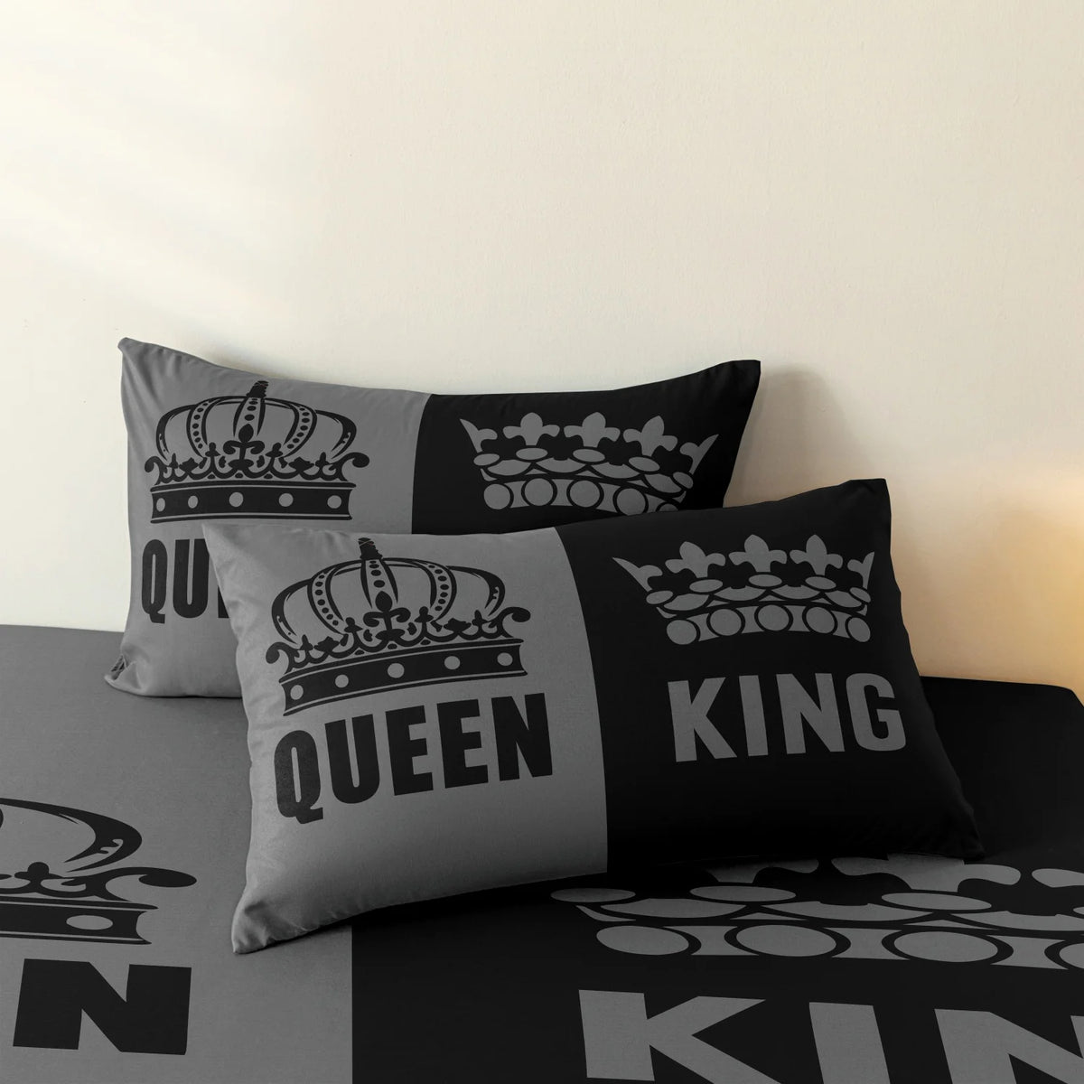 King & Queen Print Bedding Set with Duvet Cover