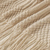 Khaki Knitted Throw Blanket with Tassels