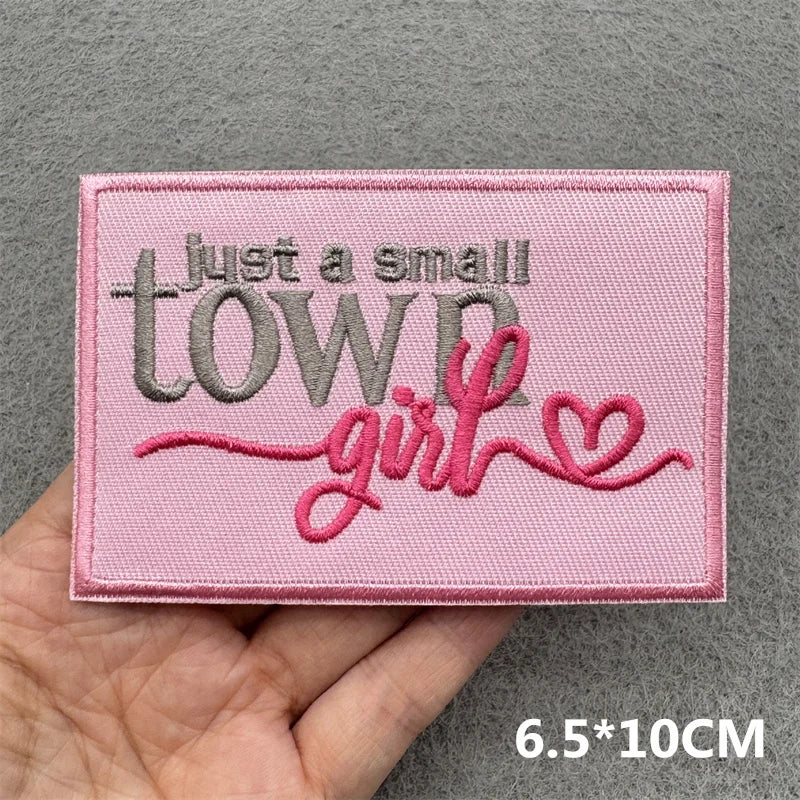 Pink Embroidered Iron-On Letter Patches for Clothing & Accessories