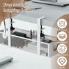 A white hanging basket for free storage, designed to manage cables and accessories under a desk.