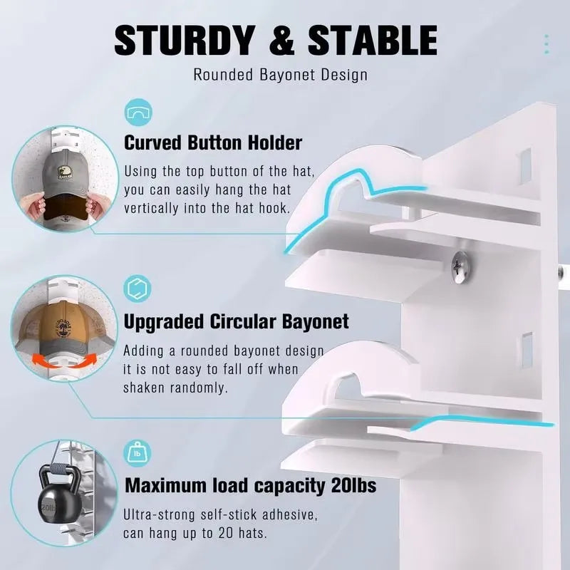 Wall-Mounted Hat Rack for Caps and Accessories