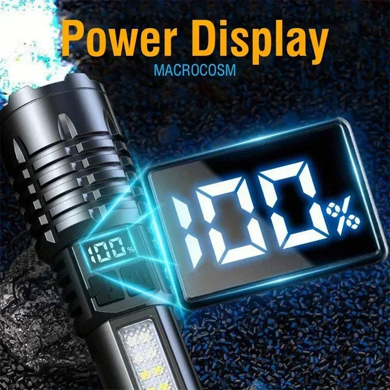 Rechargeable LED Flashlight with LCD Display and Zoom