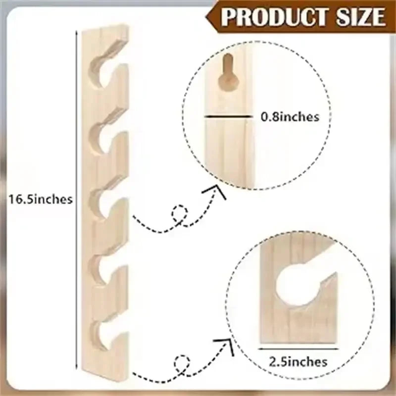 Wall-Mounted Wooden Hat Rack with 5 Hooks
