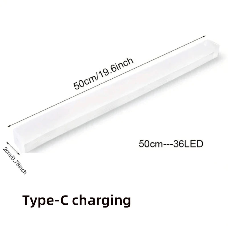 White LED light bar with Type-C charging cable, 50cm long.