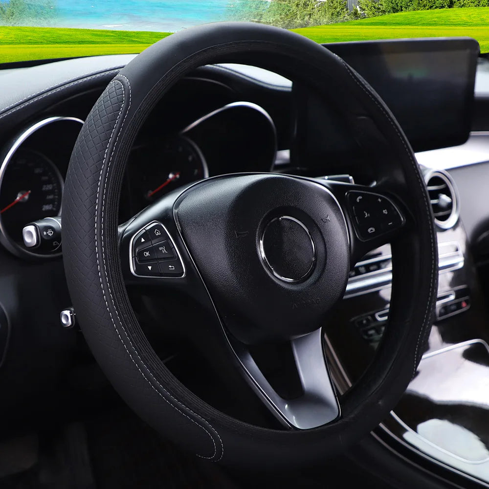Premium Anti-Slip Leather Car Steering Wheel Cover
