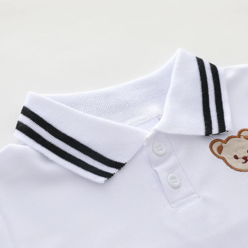 Kids' Embroidered Bear Polo Shirt and Shorts Set