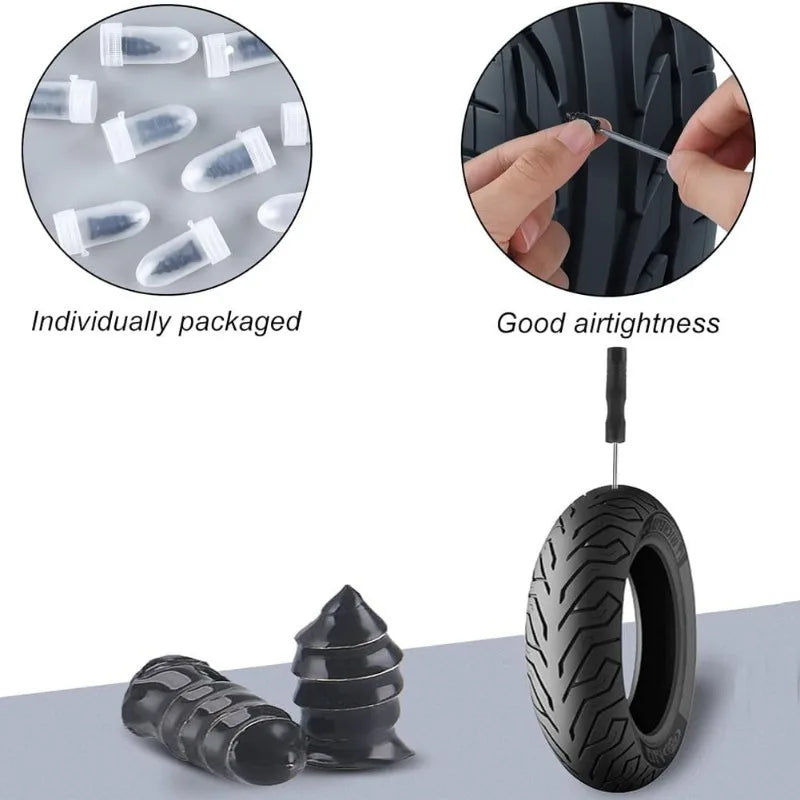 Tubeless Tire Repair Kit — 40 Rubber Studs with Storage Box
