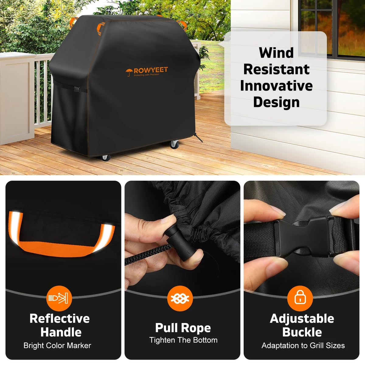 Waterproof & UV-Resistant BBQ Grill Cover with Adjustable Hem