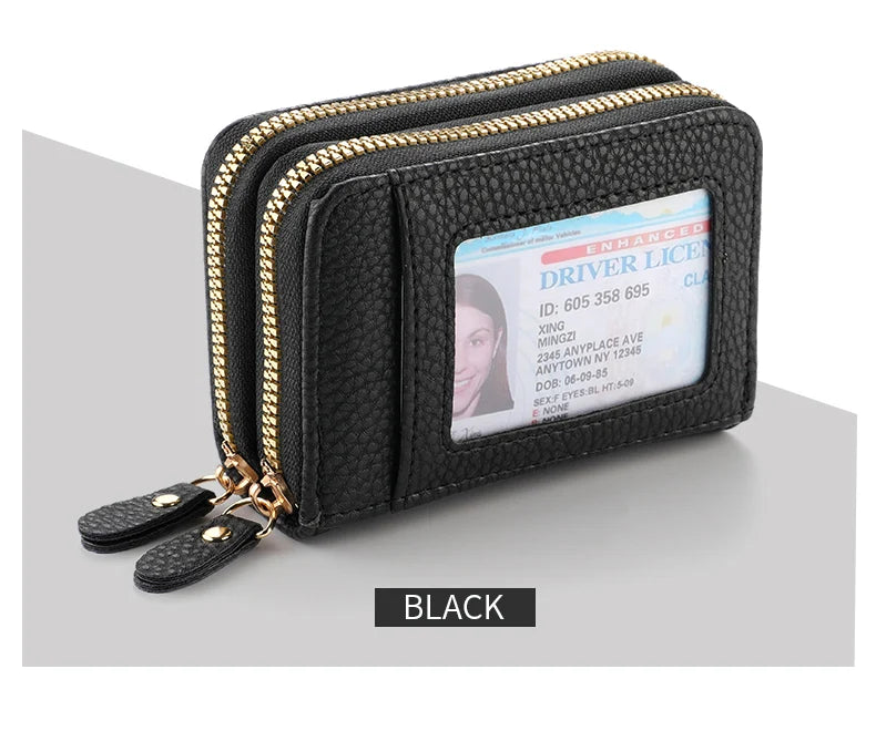 PU Leather Women's Multi-Slot Zipper Wallet Card Holder