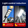 Automatic solar light fixture illuminating a house at night, showing the light turning on automatically.