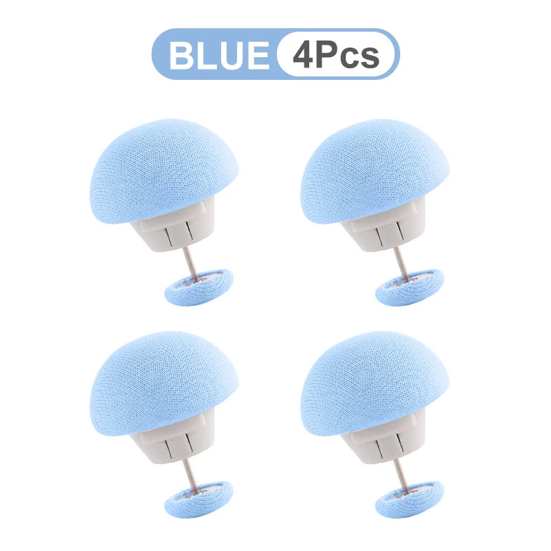 Four blue anti-slip bedsheet quilt clips shown in various angles