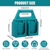 A teal portable battery storage organizer made of ABS material with dimensions 10.5cm by 9.2cm.