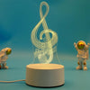 A glowing outline of a treble clef is displayed on a white base, set against a blue background.