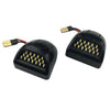 Black LED license plate light module with wiring for Chevy Silverado and GMC Sierra trucks