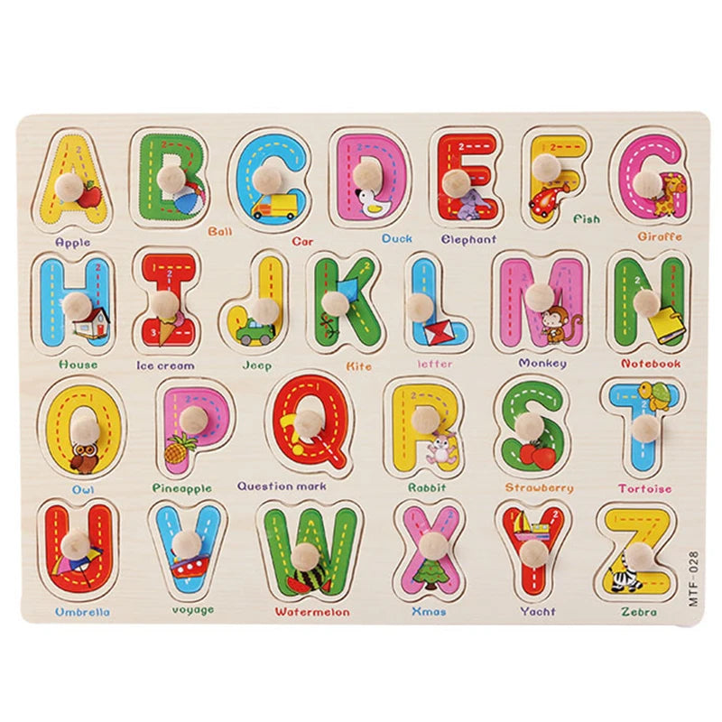 Wooden Alphabet Puzzle Board for Toddlers