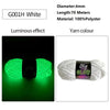 White G001H polyester yarn with a luminous green glow effect and chenille texture