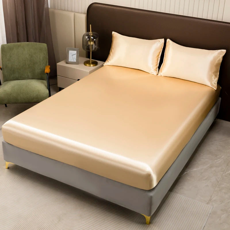 Luxury Satin Bedding Set with Fitted Sheet and Pillowcases
