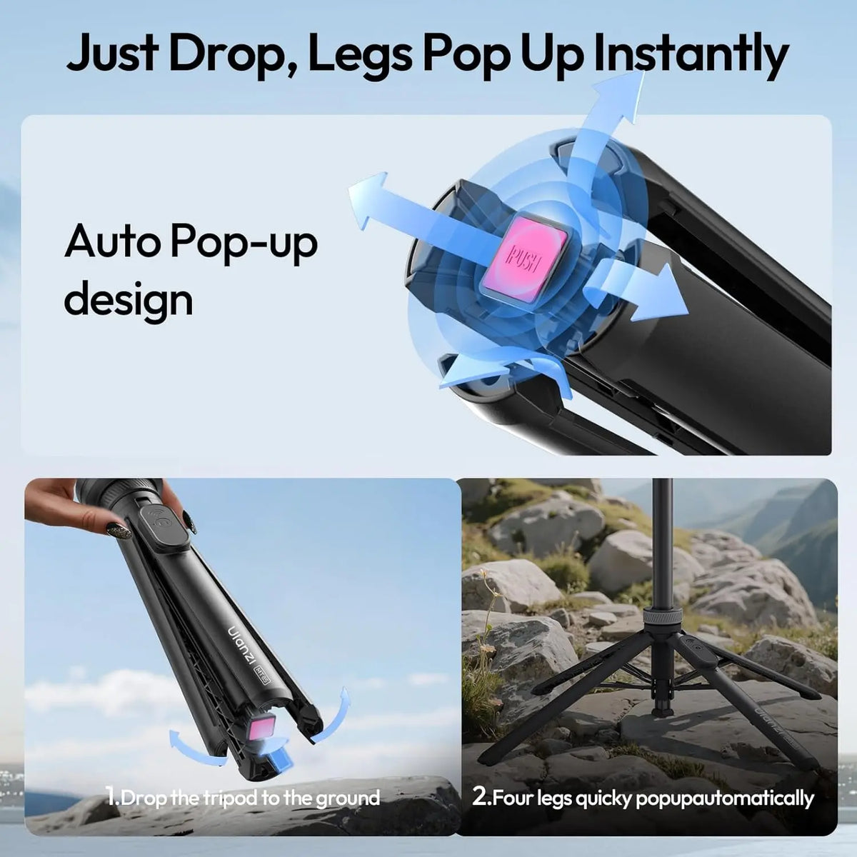 Portable Phone Tripod with Magnetic Mount and Wireless Remote