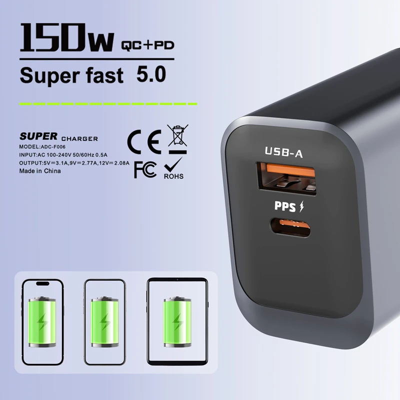 Dual Port USB-A & Type-C Fast Wall Charger