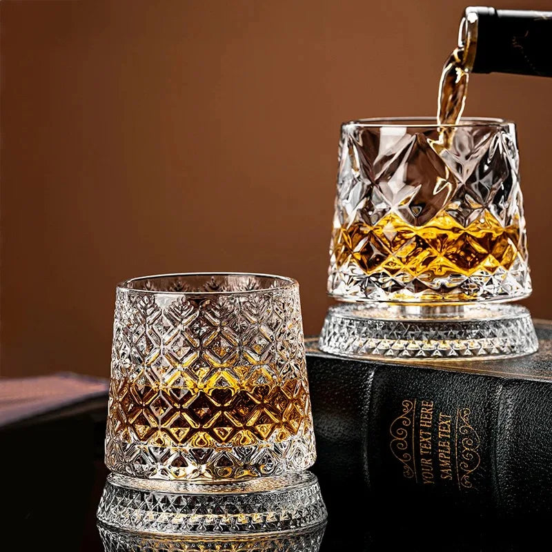 Rotating Crystal Whisky Glass