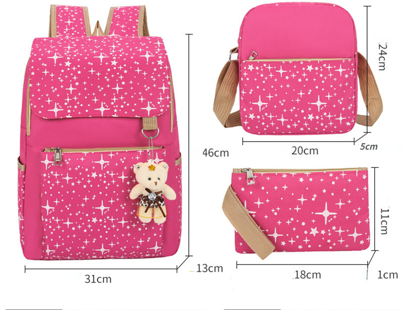 3-Piece Canvas Backpack Set for School
