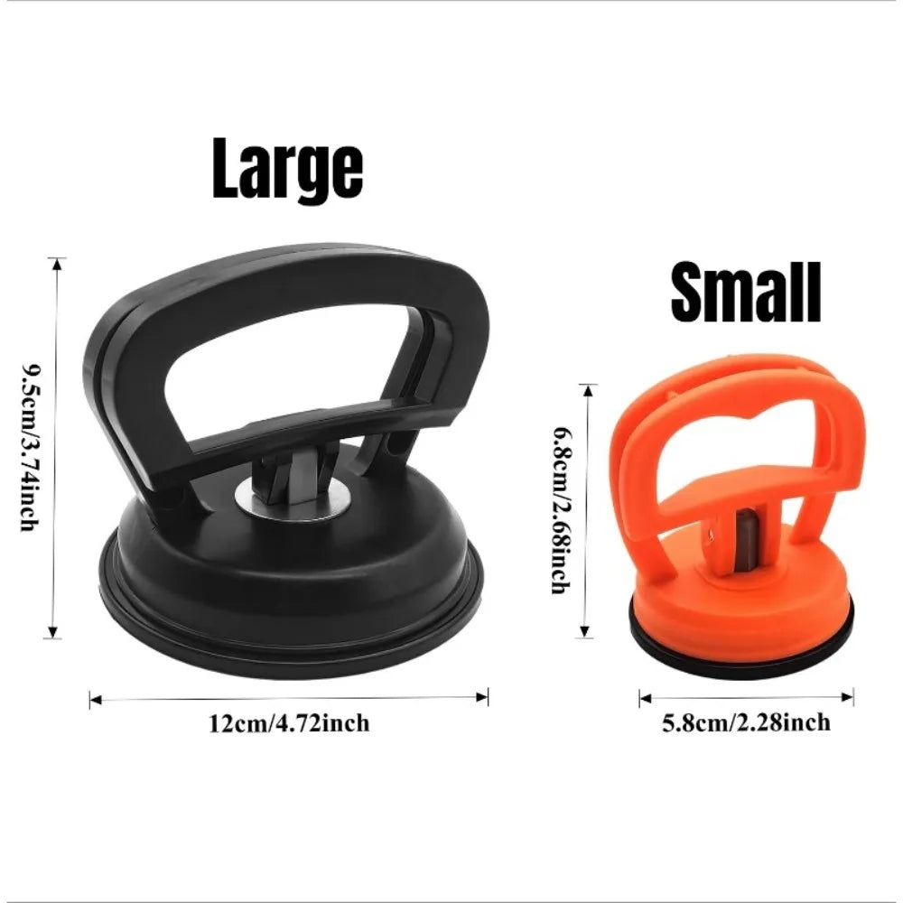 Comparison of large and small heavy-duty suction cup dent pullers for car body repair