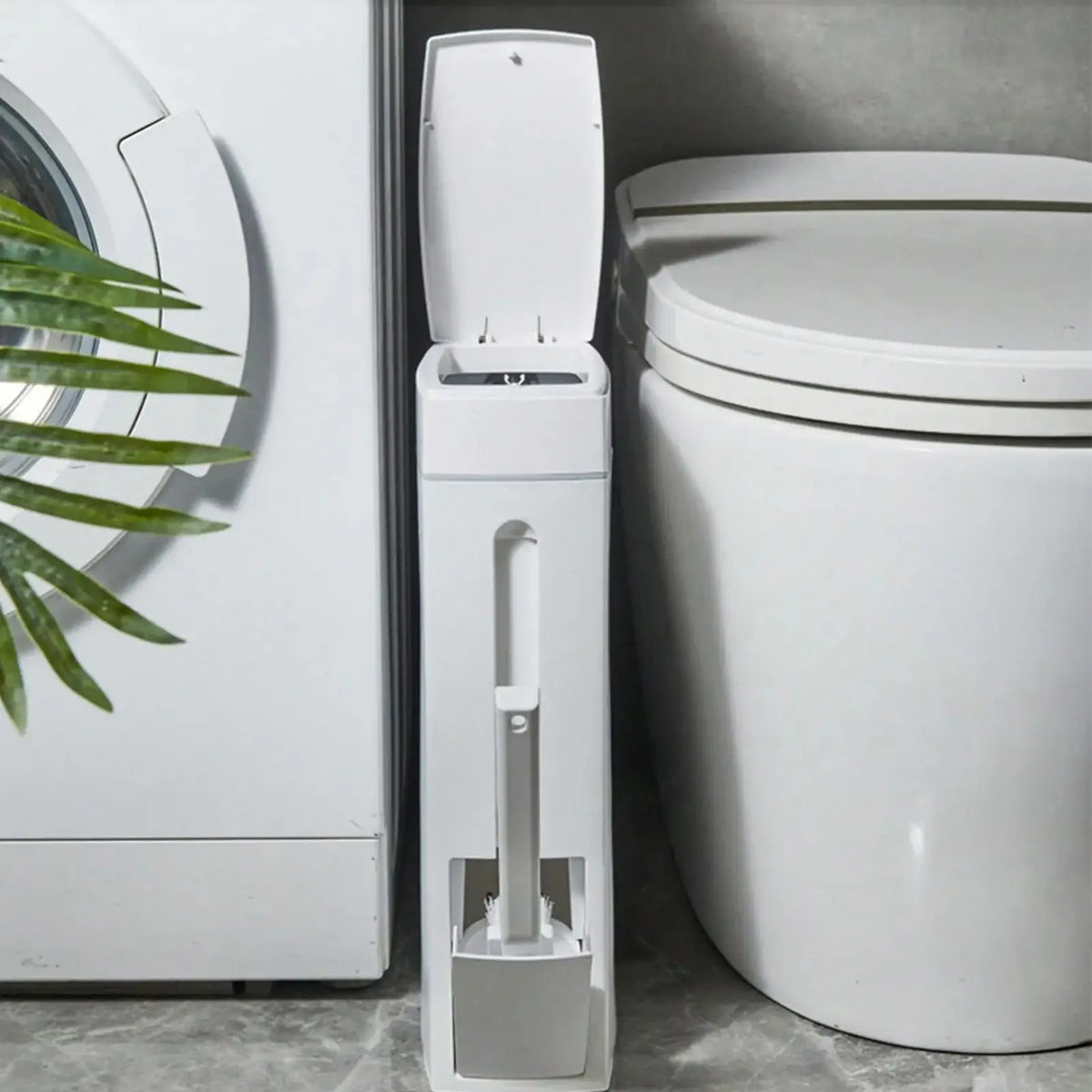 Cesto de Basura Elegante para Baño con Portar Cepillo de Inodoro