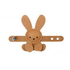 A tan felt bunny shape used as a bag charm or keychain.