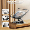 A clear acrylic triple anti-slip tablet stand with a silicone gear and non-slip base.