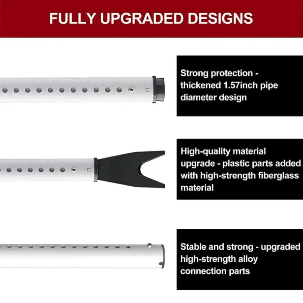 Diagrams showing fully upgraded designs of a door security bar, highlighting strong protection features and high-quality mate
