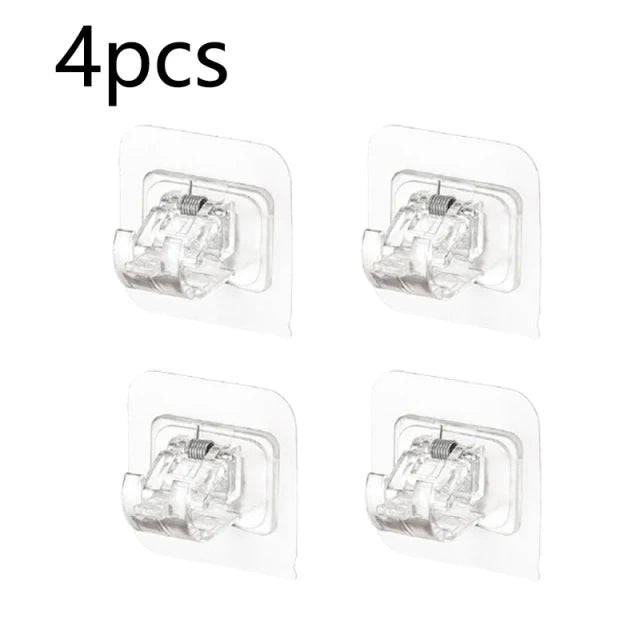 Self-Adhesive Curtain Rod Holders - No-Drilling Clamp Hooks