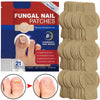 Box of 21 fungal nail patches for overnight nail repair shown with application examples on fingers