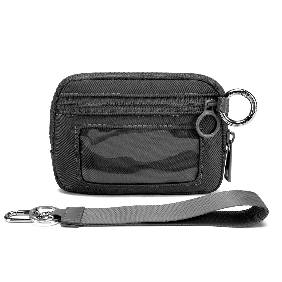 Checkered Card Case Wallet with Detachable Keychain and ID Window