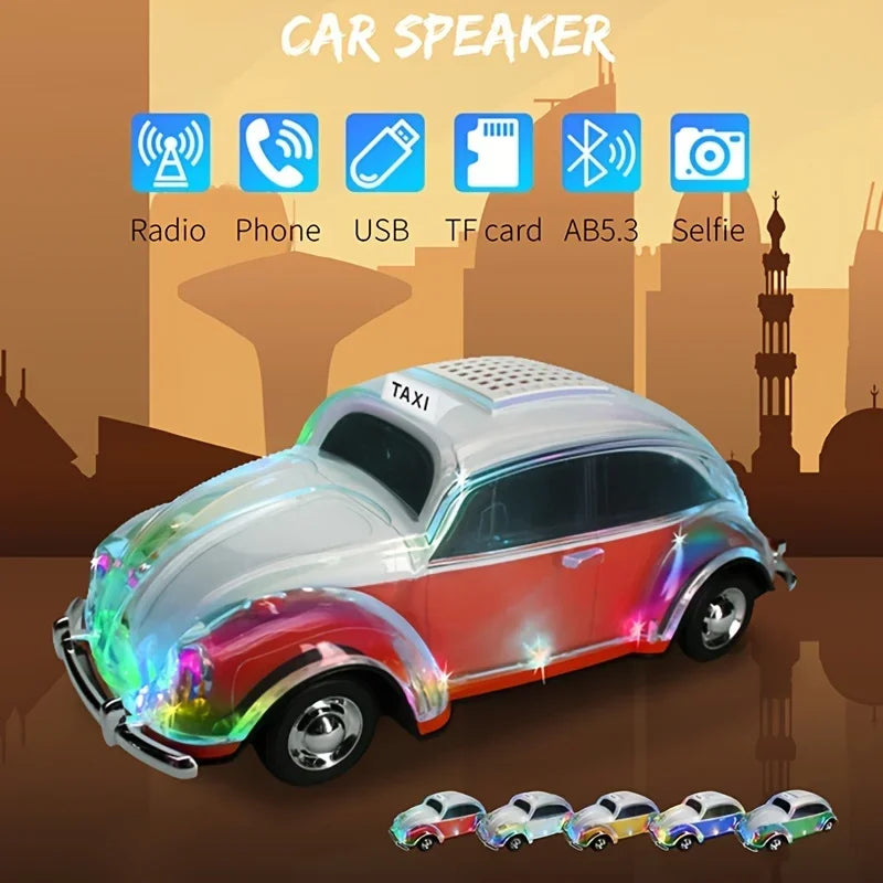 Car-Shaped Portable Bluetooth Speaker with LED Lights