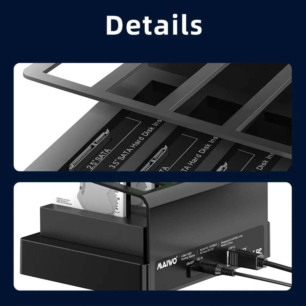 4-Bay USB 3.0 Hard Drive Docking Station for 2.5/3.5" SATA HDD & SSD