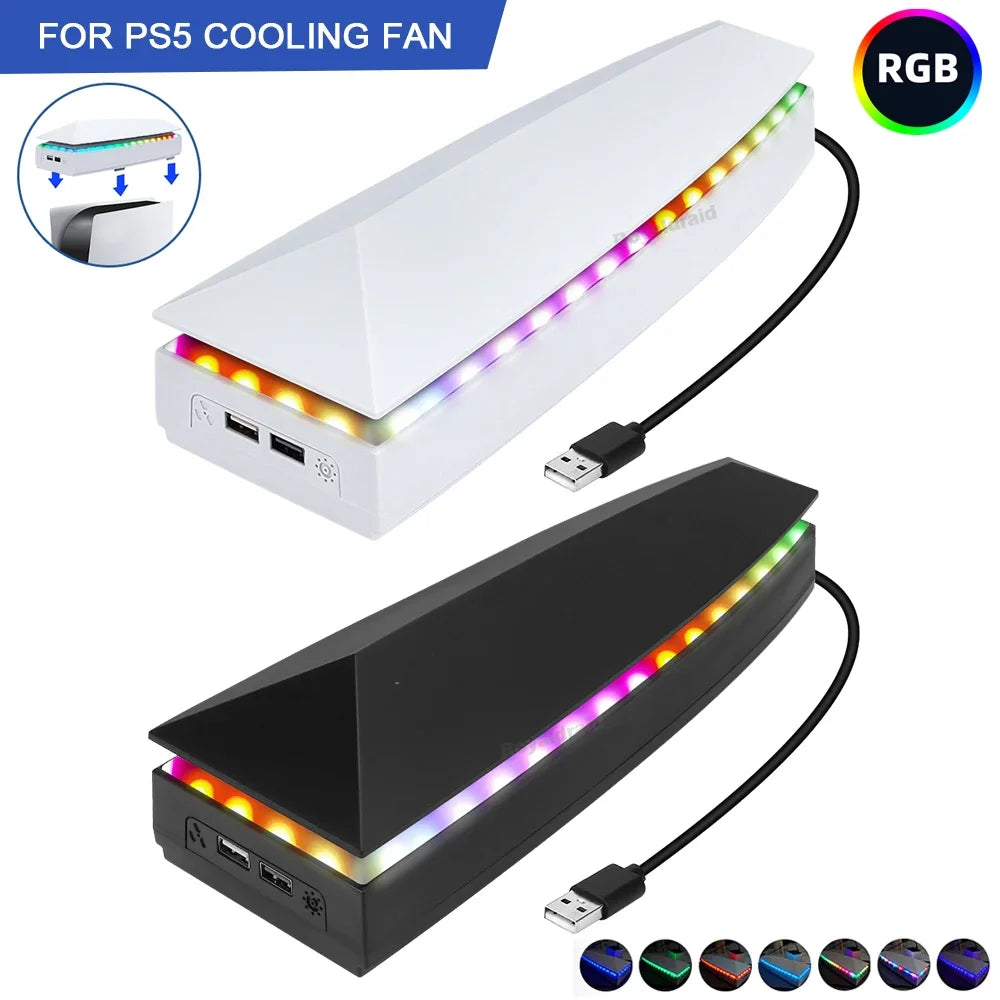 PS5 Cooling Stand with RGB Lighting and Dust Cover