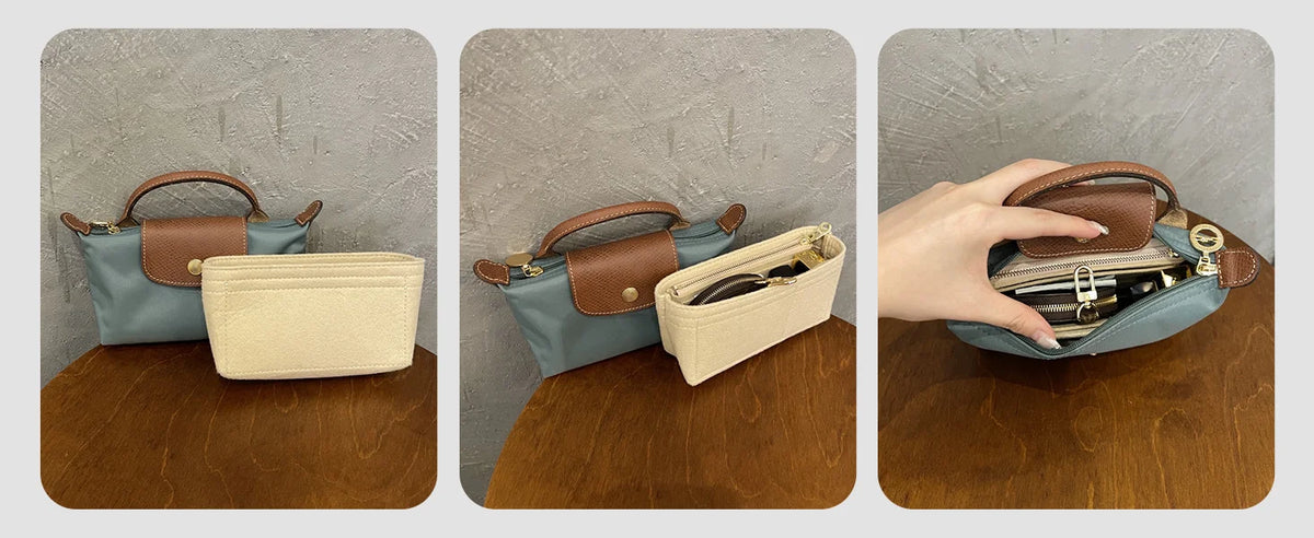 Felt Mini Bag Organizer with Handle for Small Handbags