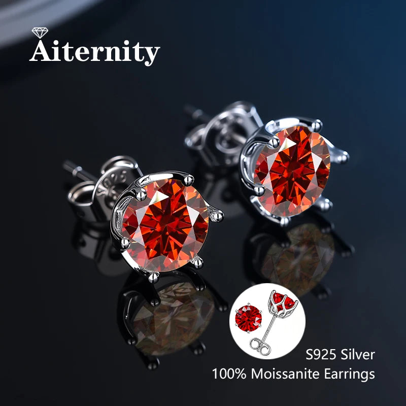 S925 Sterling Silver Moissanite Stud Earrings