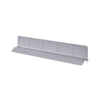 A silver flexible silicone sink splash guard with suction cups.