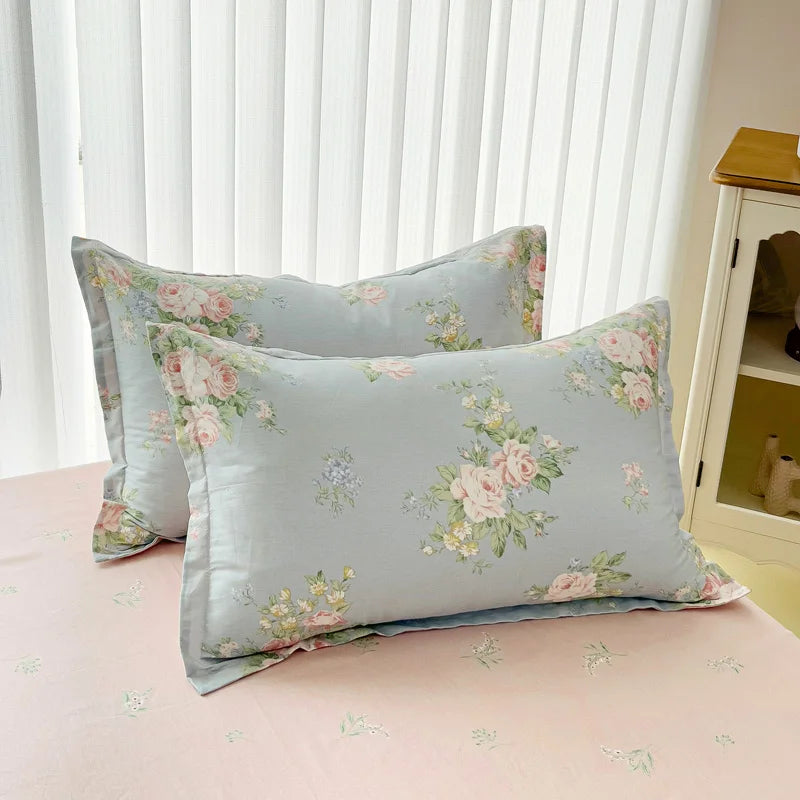 Floral Print 100% Cotton Duvet Cover Set with Two Pillow Shams