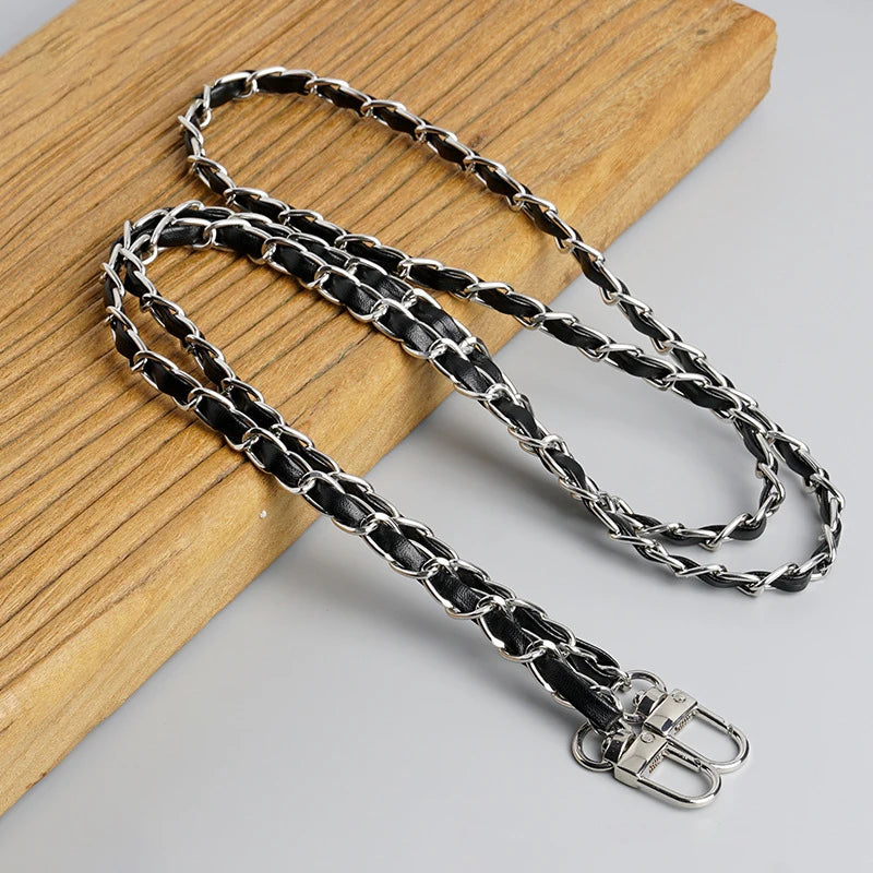 120cm Leather-Trimmed Chain Bag Strap
