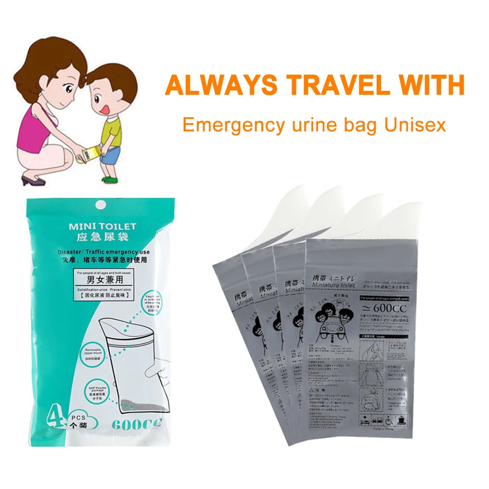 Sacs urinaires d'urgence jetables - Toiletties de voyage et camping portables