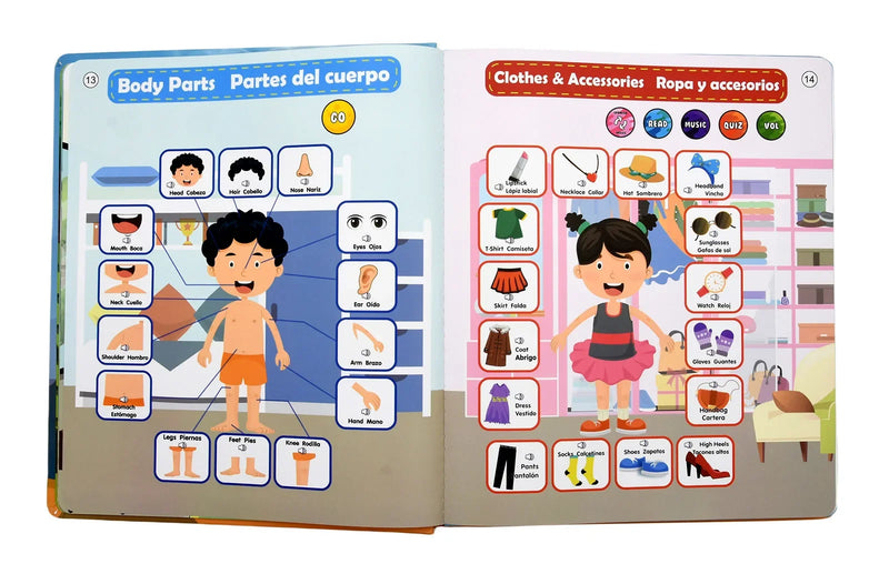 Bilingual Spanish-English Interactive Learning Book for Kids