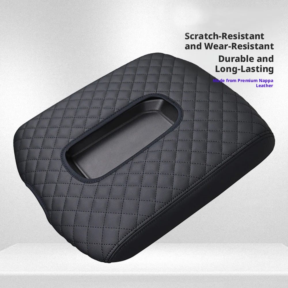 Black microfiber leather custom fit center console armrest pad for Chevrolet Silverado 2019-2024