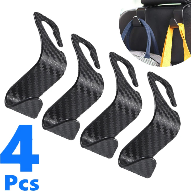 Car Seat Back Hooks with Headrest Hanger for Organizing Bags and Groceries