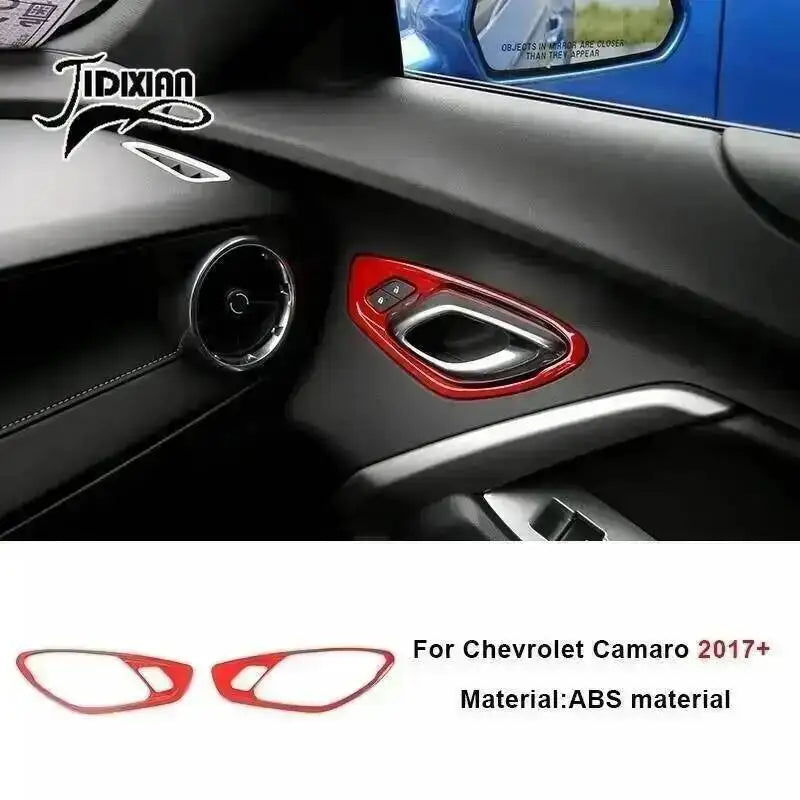 Red interior and exterior trim kit for Chevrolet Camaro 2017-2024 featuring ABS material components.