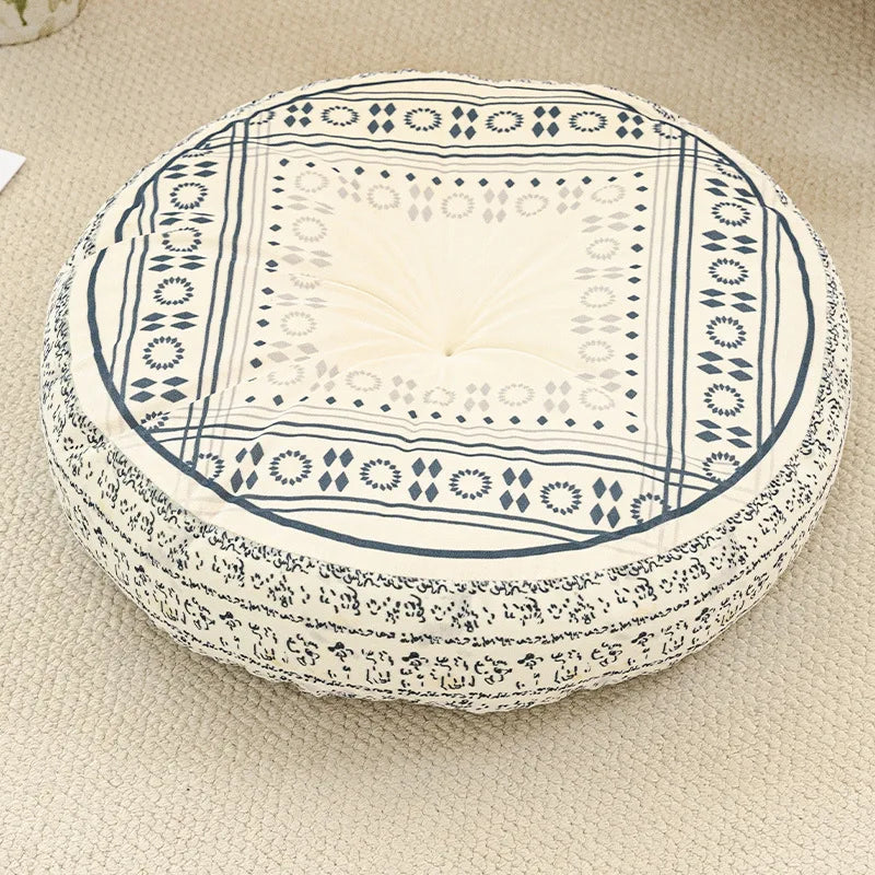 Bohemian Round Floor Cushion with Anti-Slip Base