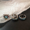 Punk Crystal Heart Butterfly Geometric Ring