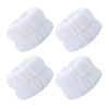 Four white absorbent microfiber wrist washing bands or face-saving cuffs.